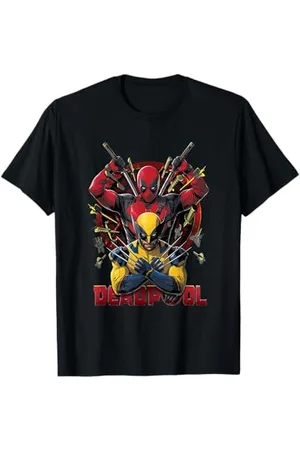 DEADPOOL Herren T-Shirt Cartoon -Wolverine-Cartoon-T-Shirt Klein EU S Crew-Neck Kurzarm Klassisch Casual, Klassisch Unisex-Jugendliche Marvel-Fans, Erwachsene, Casual-Wear
