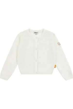 Steiff Strickjacke EU Größe 122 , Strick-Jacke, Kinderjacke mit Knopfleiste für leichtes Anziehen, warme und bequeme Strickjacke, waschmaschinenfest