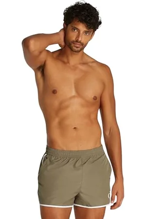 Calvin Klein Herren Badehose Short Runner mit Gummizug, Grün (Dusky Green), XL