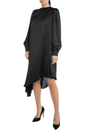 Replay Damen Kleid Langarm aus Satin, (Schwarz), XS