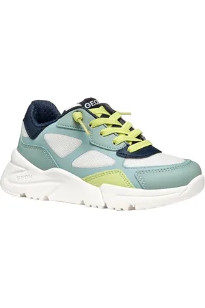 Geox J Loftus Boy E Sneaker, White/Sage, 35 EU