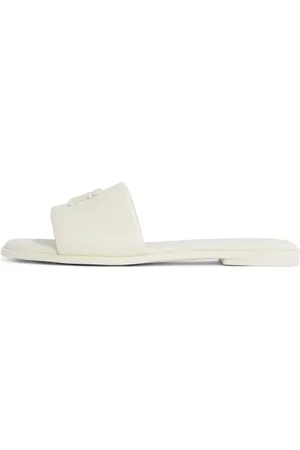 Tommy Hilfiger Damen Sandalen Logo Hardware Leather Mules, Elfenbein (Muslin), 40