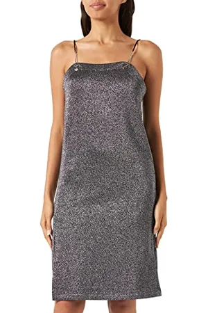 Replay Damen Kleid Kurzarm Knielang, (Silber), S