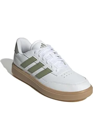 adidas Herren Courtblock Shoes Schuhe, Cloud White/Tent Green/Olive strata, 46 2/3 EU