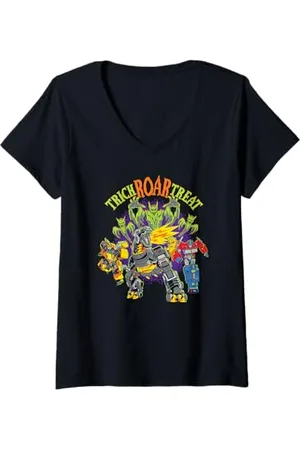 TRANSFORMERS Damen Evergreen Halloween Trick Roar Treat Grimlock T-Shirt mit V-Ausschnitt