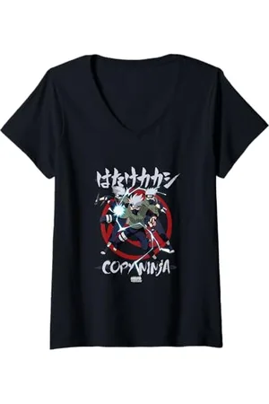 Naruto Damen Shippuden Kakashi Copy Ninja T-Shirt mit V-Ausschnitt