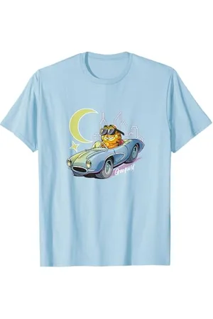Garfield Classic fährt Auto mit Stadt/Mond im Hintergrund T-Shirt