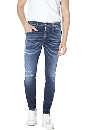 Replay Herren Jeans Anbass Slim-Fit Hyperflex Re-Used mit Stretch, (Blau), 29W / 32L