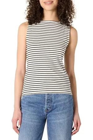 Amazon Damen Layering Tank-Oberteil Mit Bateau-Ausschnitt Aus Rippstrick, Schmale Passform, , XXS