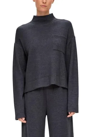 QS by s.Oliver Damen Sweatshirt mit Stehkragen Grey, 44