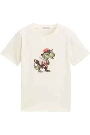 TOM TAILOR Kinder T-Shirt mit Print, Wool White, 152