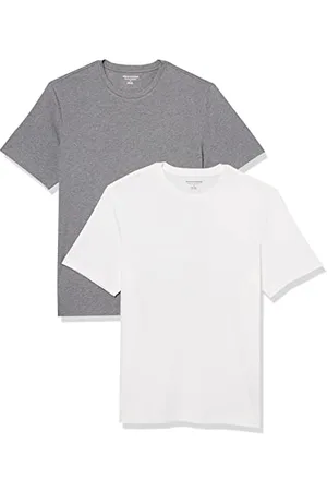 Amazon Herren Kurzärmeliges T-Shirt mit Rundhalsausschnitt aus Baumwolle – Regular Fit, 2er-Pack, , XS
