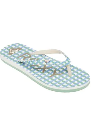 Roxy RG Pebbles VII Sandale, Blue Plaid/White, 36 EU