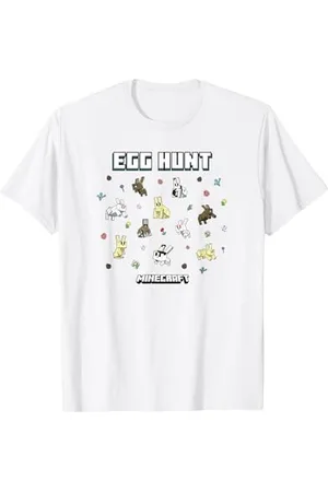 Minecraft Easter Egg Hunt Jumping Rabbits Eggs And Flowers T-Shirt