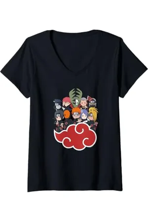 Naruto Damen Shippuden Akatsuki Gruppe SD T-Shirt mit V-Ausschnitt