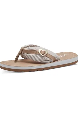 QS by s.Oliver Damen Zehentrenner mit Herzdetail Sommer, Beige , 38 EU