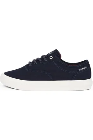 Tommy Hilfiger Herren Vulcanized Sneaker Low Oxford Twill mit Logo, Blau (Desert Sky), 40