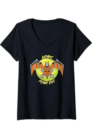 TRANSFORMERS Damen Evergreen Halloween Autobot Fright Fest T-Shirt mit V-Ausschnitt