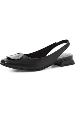 Marco Tozzi Damen Slingpumps aus Leder Kleiner Absatz, (Black), 37 EU