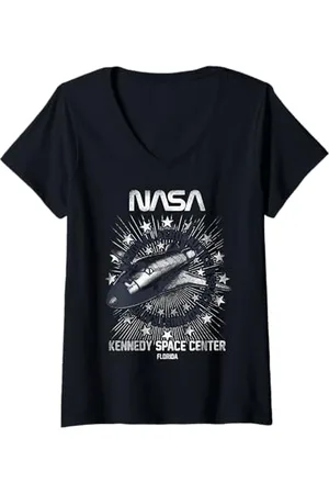 Nasa Damen Rocket Kennedy Space Center T-Shirt mit V-Ausschnitt
