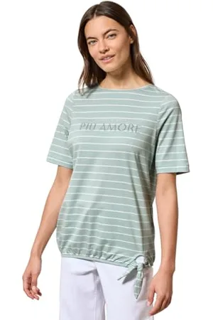 CECIL Damen B322945 Streifenshirt mit Wording, , Small