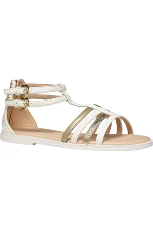 Geox J Karly Girl Sandal, White/Platinum, 41 EU
