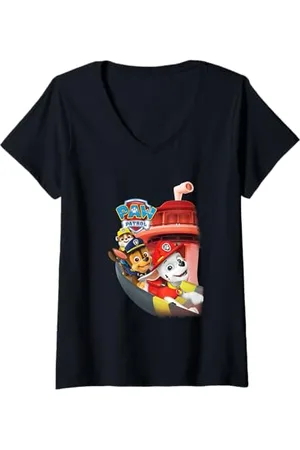 Paw Patrol Damen Pups On Tower Slides T-Shirt mit V-Ausschnitt