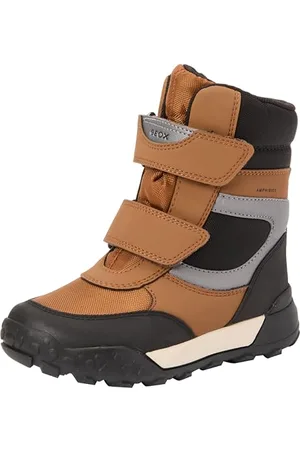 Geox J TREKKYUP Boy B ABX Snow Boot, Tobacco/DK Silver, 27 EU