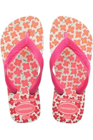 Havaianas – Kids Flores, bequeme, langlebige und witzige Flip-Flops, Sohle mit Blumenmuster, Metallic-Riemen und rutschfeste Sohle, Mädchen