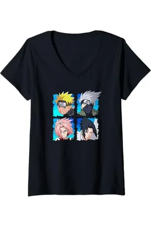 Naruto Damen Shippuden 4 Köpfe T-Shirt mit V-Ausschnitt