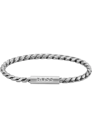 HUGO BOSS Jewelry Gliederhalskette und Gliederarmband für Herren Kollektion DORAN aus Edelstahl mit einer Gravierten Plakette
