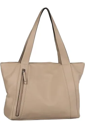 TOM TAILOR Yuma Damen Shopper Umhängetasche Reißverschluss Groß Beige