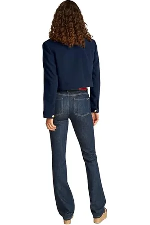 Tommy Hilfiger Damen Kurz-Blazer Gold Button mit Knopfleiste, Blau (Dark Night Navy), 44