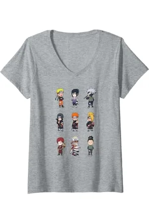 Naruto Damen Shippuden Super Deformed 9 Up T-Shirt mit V-Ausschnitt