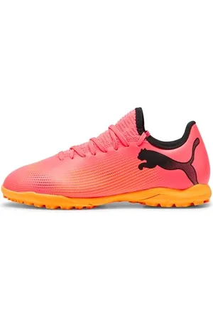 PUMA Future 7 Play TT Jr Soccer Shoe, Sunset Glow Black-Sun Stream, 35.5 EU