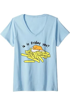Sanrio Damen Gudetama Friday Fries T-Shirt mit V-Ausschnitt