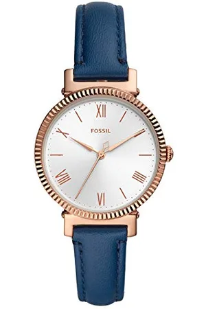 Fossil Damenuhr Daisy 3 Zeiger, Quarzwerk, 34mm Rose Gold Edelstahlgehäuse mit Lederarmband, ES4862