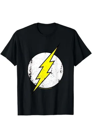 DC Comics Originals Flash Distressed Logo T-Shirt, Herren, Männer, Unisex, Halbarm, T-Shirt, , S, Klassisch, Cartoon, 1 Count