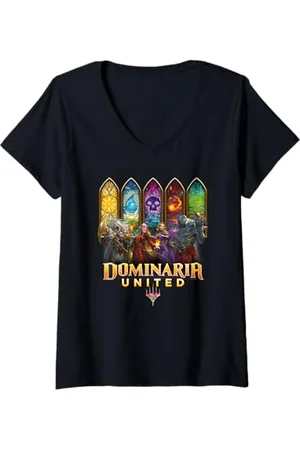 Magic: The Gathering Damen Dominaria Stained Glass T-Shirt mit V-Ausschnitt