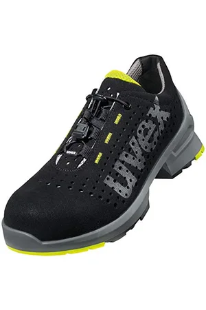 Uvex 1 gelochter Halbschuh, Sicherheitsschuhe S1 SRC, Arbeitsschuhe für Damen & Herren, Schwarz/Lime - Gr. 47