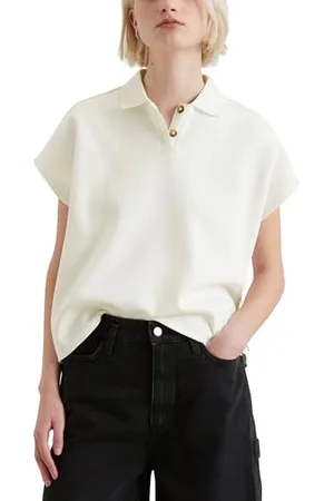 Marc O’ Polo Marc OߴPolo Denim Damen Kurzarm-Poloshirt aus Bio-Baumwolle Wide Fit, Weiß (Silky White), L