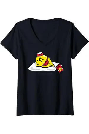 Sanrio Damen Gudetama Waitress Break Time T-Shirt mit V-Ausschnitt