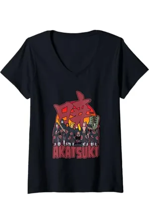 Naruto Damen Shippuden Akatsuki Group mit Kanji T-Shirt mit V-Ausschnitt