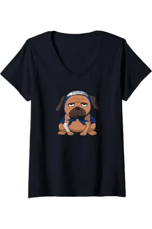 Naruto Damen Shippuden Pakkun T-Shirt mit V-Ausschnitt