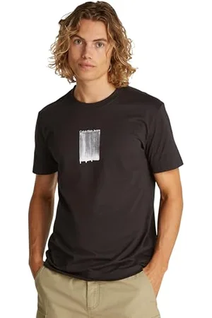 Calvin Klein Herren T-Shirt Kurzarm Brush Stroke Graphic Tee Regular Fit, Schwarz (Ck Black), S