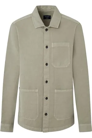 Hackett Herren-Overshirt aus Cot-Leinen, Grün (Grün), XXL