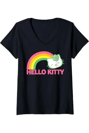Sanrio Damen Hello Kitty Lucky Rainbow T-Shirt mit V-Ausschnitt