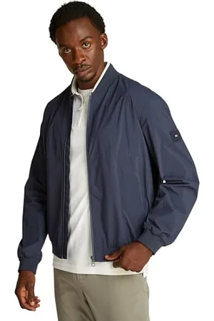 Tommy Hilfiger Herren Bomberjacke Branded mit Baseballkragen, Blau (Desert Sky), XXL