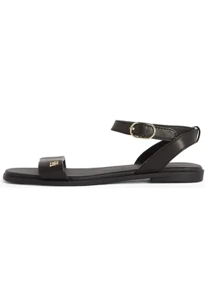 Tommy Hilfiger Damen Sandalen Ankle Strap aus Leder, (Black), 40