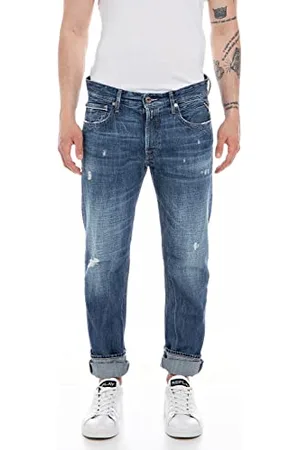 Replay Herren Jeans Grover Straight-Fit Aged, (Blau), 28W / 32L